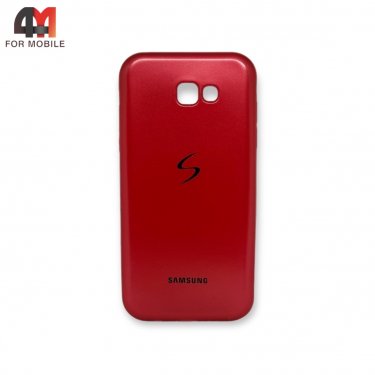 Чехол для Samsung A7 2017/A720 силиконовый с логотипом, красного цвета