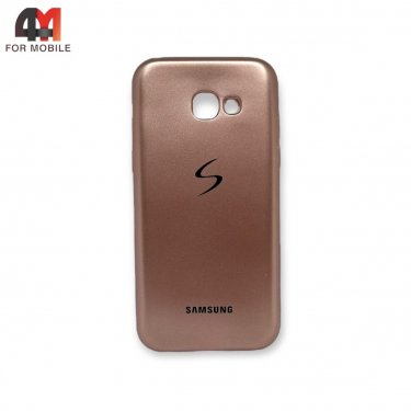 Чехол для Samsung A5 2017/A520 силиконовый с логотипом, цвет розовое золото