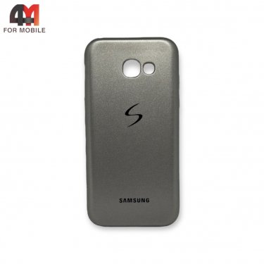Чехол для Samsung A7 2017/A720 силиконовый с логотипом, серого цвета