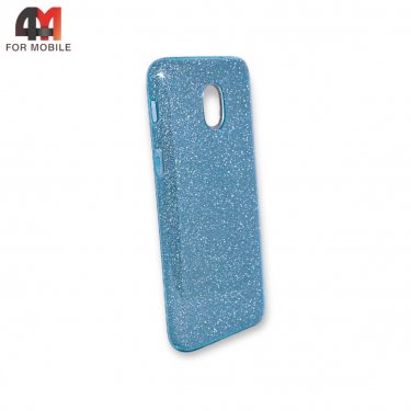 Чехол для Samsung J3 2018/J337 силиконовый с блестками, синего цвета