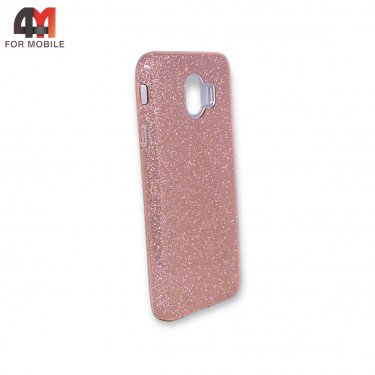 Чехол для Samsung J4 2018/J400 силиконовый с блестками, розового цвета