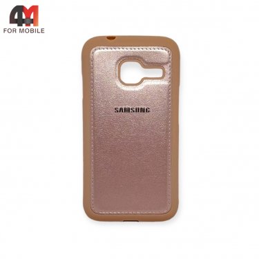 Чехол для Samsung J1 Mini/J105 силиконовый под кожу, розового цвета