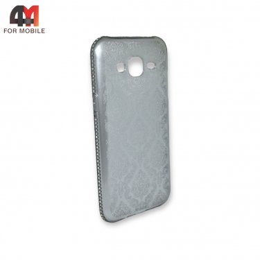 Чехол для Samsung J5/J500/J5 2015 силиконовый, ажурный, серебристого цвета