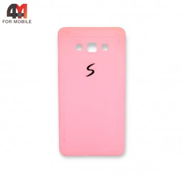 Чехол для Samsung A7 2015/A700 силиконовый, матовый с логотипом, розового цвета