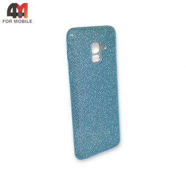 Чехол для Samsung A8 Plus 2018/A730 силиконовый с блестками, голубого цвета