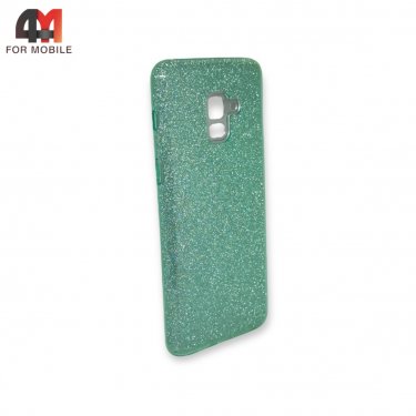 Чехол для Samsung A8 Plus 2018/A730 силиконовый с блестками, зеленого цвета