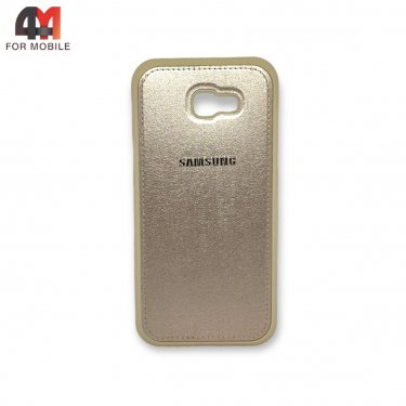 Чехол для Samsung A7 2017/A720 силиконовый под кожу, золотого цвета