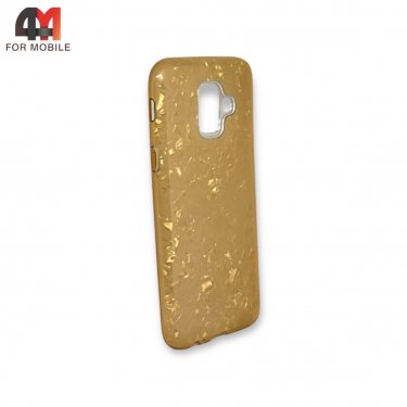 Чехол для Samsung A6 2018/A600 силиконовый, мраморный, золотого цвета