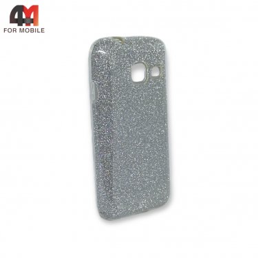 Чехол для Samsung J1 Mini/J105 силиконовый с блестками, серебристого цвета
