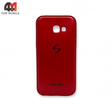 Чехол для Samsung A5 2017/A520 силиконовый с логотипом, красного цвета