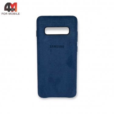 Чехол для Samsung S10 Plus пластиковый, Alcantara, синего цвета