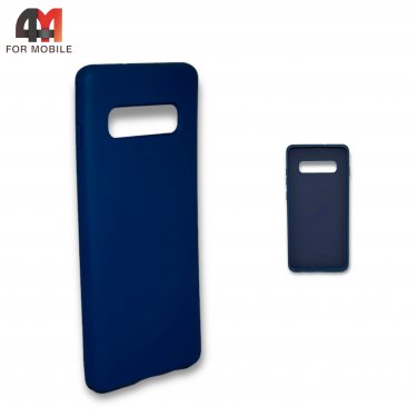 Чехол для Samsung S10 Plus силиконовый, Silicone Case, темно-синего цвета
