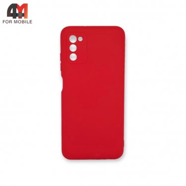 Чехол для Samsung A03s силиконовый, матовый, красного цвета, Redline