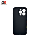 Чехол для Iphone 15 Pro Max силиконовый с рисунком, 040 черно-оранжевый, luxo