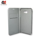 Чехол-книга для Samsung A7 2017/A720 бок пластик, серебристого цвета