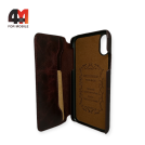 Чехол книга Iphone XR кожа, коричневого цвета