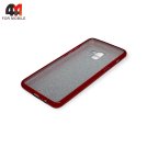 Чехол для Samsung J6 Plus 2018/J610 силиконовый, блестки, красного цвета