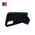 Чехол Iphone 12/12 Pro силиконовый, с магнитной подставкой, синего цвета