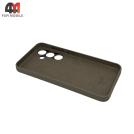 Чехол для Samsung S24 пластиковый, Leather Case, серо-коричневого цвета