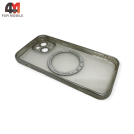 Чехол Iphone 14 матовый+MagSafe, серебристого цвета, J-Case