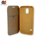 Чехол-книга для Samsung S5/I9600 золотого цвета