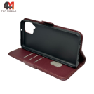Чехол-книга для Samsung A12/M12 шов, бордового цвета, Case
