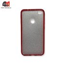 Чехол для Huawei P8 Lite 2017 силиконовый с блестками, красного цвета