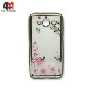 Чехол для Huawei Y3 2017 силиконовый, стразы, золотого цвета