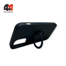 Чехол Iphone 12/12 Pro силиконовый, с кольцом, темно-синего цвета