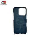 Чехол Iphone 16 Pro Max кевларовый 1500D, MagSafe, синего цвета