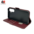 Чехол-книга для Samsung A56 шов, бордового цвета, Case
