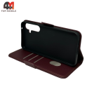 Чехол-книга для Samsung A55 5G шов, бордового цвета, Case