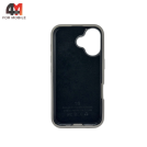 Чехол для Iphone 16 Leather Case, Labubu, серого цвета