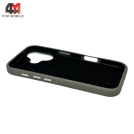 Чехол для Iphone 16 Leather Case, Labubu, серого цвета