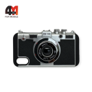 Чехол Iphone X/Xs пластиковый, фотоаппарат, черно-серого цвета