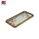 Чехол для Honor 8 силиконовый, стразы, золотого цвета