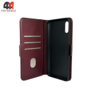Чехол-книга для Xiaomi Redmi 9A шов, бордового цвета, Case
