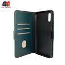 Чехол-книга для Xiaomi Redmi 9A шов, зеленого цвета, Case