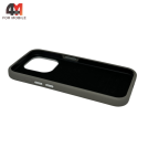 Чехол для Iphone 15 Pro Leather Case, Labubu, серого цвета