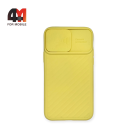 Чехол Iphone 11 силиконовый с защитой на камеру, желтого цвета