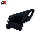 Чехол для Iphone 12 Mini силиконовый с магнитной подставкой, черного цвета