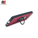 Чехол для Samsung S9 пластиковый, тканевый с кольцом, красного цвета