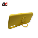 Чехол Iphone X/Xs силиконовый с кольцом, желтого цвета