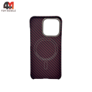 Чехол Iphone 14 Plus/15 Plus кевларовый, MagSafe, красного цвета