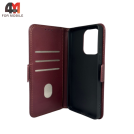Чехол-книга для Xiaomi Redmi Note 13 4G шов, бордового цвета, Case