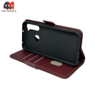Чехол-книга для Xiaomi Redmi Note 8 шов, бордового цвета, Case