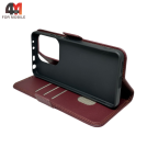 Чехол-книга для Xiaomi Redmi Note 14 4G шов, бордового цвета, Case