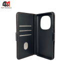 Чехол-книга для Xiaomi Redmi Note 14 Pro 4G шов, черного цвета, Case