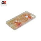 Чехол для Huawei P Smart 2018 силиконовый, мрамор, желтого цвета