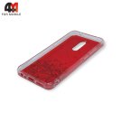 Чехол для Xiaomi Redmi 8 силиконовый, глиттер звезды, красного цвета